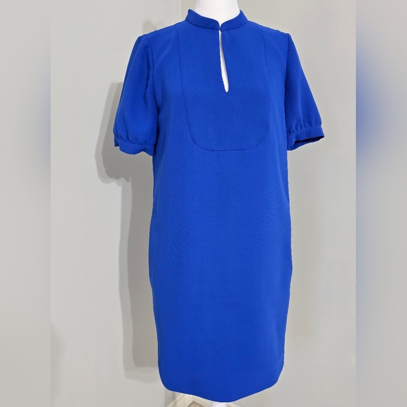 J Crew Crepe Royal Blue Shift Dress Women's Size 0 - Picture 3 of 11